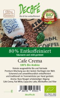 DECAFE Teilentkoffeiniert 80 % entkoffeinierter Bio und Fairtrade Kaffee 80 % Premium Bio und Fairtrade Kaffee aus der Spengler NaturRösterei Pfaffenhofen